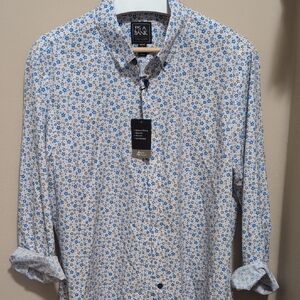 Jos. A. Bank White and Blue Floral Button Down Shirt